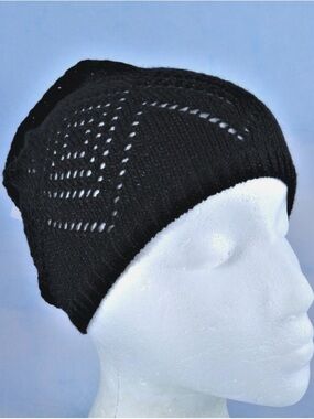 1- Black Knit cap metallic sparkles Slouchy Beanie Hat